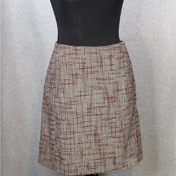 Banana Republic Burgundy Tweed Mini Skirt Sz 10 Preppy Corpcore Officewear - Picture 11 of 12